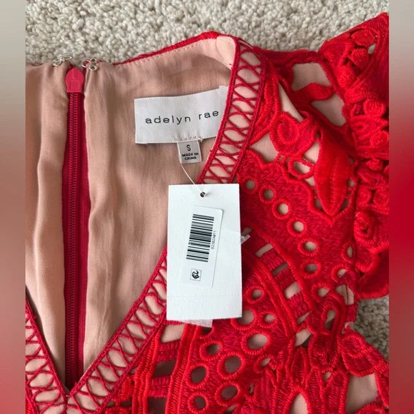 Adelyn Rae Red Lace Midi Dress, size S, NWT - Picture 8 of 11